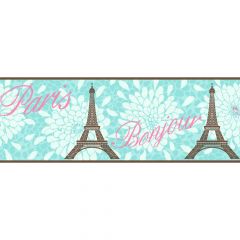 Poppin Blue Paris Wallpaper Border KS2263B
