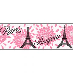 Chic Pink Paris Wallpaper Border KS2264B