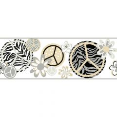 Peace Sign and Zebra Print Border KS2270B