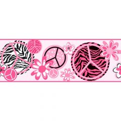 Poppin Pink Peace Sign Wallpaper Border KS2271B