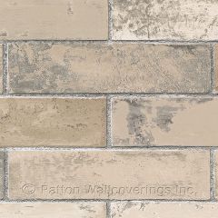 KV27423 Swiss Brick Wallpaper Cream, Beige, Tan Illusions Norwall Wallcovering