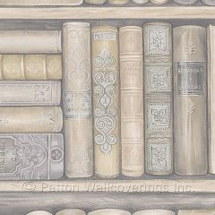 LL29569 Bookcase Wallpaper Cream, Grey Illusions Norwall Wallcovering