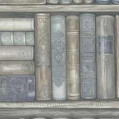 LL36203 Bookcase Wallpaper Blue, Brown Illusions Norwall Wallcovering