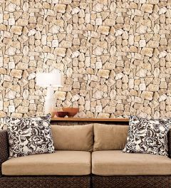 LL36217 Spanish Stone Wallpaper Light Ochre, Brown Illusions Norwall Wallcovering