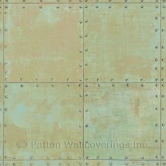 LL36225 Steel Tile Wallpaper Aqua, Green, Metallic Copper Illusions Norwall Wallcovering