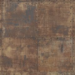 LL36228 Steel Tile Wallpaper Metallic Gold, Brown Illusions Norwall Wallcovering