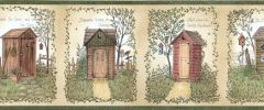 L Spivey Green Outhouse Wallpaper Border- 1 roll left