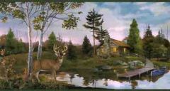 Buck By The Cabin Wallpaper Border