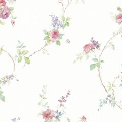 MD29402 In-Register White Wedding Trail Wallpaper Pink, Purple, Blue Silk Impressions 2 Norwall Wallcovering