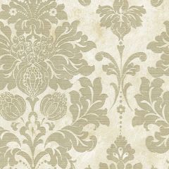 MD29414 In Register Damask Wallpaper Dark Cream, Tan, Metallic Gold Silk Impressions 2 Norwall Wallcovering