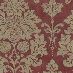 MD29416 In Register Damask Wallpaper Red, Burgundy, Metallic Gold Silk Impressions 2 Norwall Wallcovering