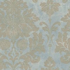 MD29418 In Register Damask Wallpaper Blue, Beige, Metallic Gold Silk Impressions 2 Norwall Wallcovering