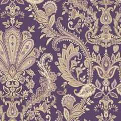 MD29427 Jacobean Paisley Wallpaper Purple, Metallic Gold, Mauve Manor House Norwall Wallcovering
