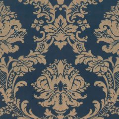 MD29470 In Register Classic Damask Wallpaper Navy, blue, Metallic Gold Silk Impressions 2 Norwall Wallcovering
