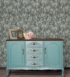 MH36519 Peacock Wallpaper Turquoise, Grey Manor House Norwall Wallcovering