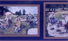 Gold Old Timers Golf Wallpaper Border