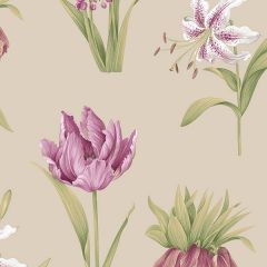 PA34237 Botanical Floral Wallpaper Taupe, Purple, Green Paradise Norwall Wallcovering