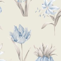 PA34239 Botanical Floral Wallpaper Beige, Blue, Grey Paradise Norwall Wallcovering