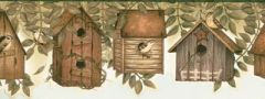 Green Country Kitchen Birdhouse Wallpaper Border