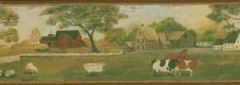 Burgundy Primitive Farmyard Wallpaper Border