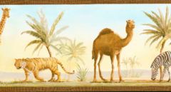 Brown Safari Animal Print Wallpaper Border