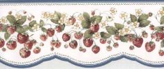 Blue Vines of Strawberries Wallpaper Border