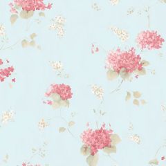 PP35507 Hortensia Trail Wallpaper Teal, Pink Pretty Prints 4 Norwall Wallcovering