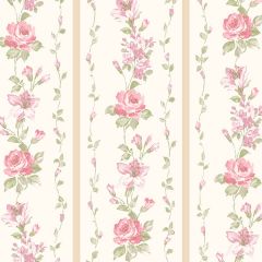 PP35521 Red Rose Stripe Wallpaper Beige, Pink, Cream Pretty Prints 4 Norwall Wallcovering
