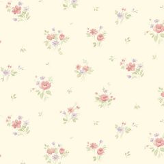 PP35541 Rainbow Floral Wallpaper Cream, Purple, Pink Pretty Prints 4 Norwall Wallcovering