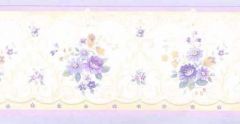 Small Print Purple Floral Wallpaper Border - Patton Norwall