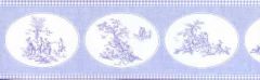 Oval Shaped Toile Wallpaper Border - Norwall
