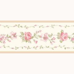 PP79471 Red Rose Wallpaper Border Beige, Pink Pretty Prints 4 Norwall Wallcovering