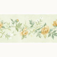 Yellow Rose Flowers Grean Leaves Wallpaper Border - Patton Norwall