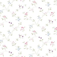 PR33801 Small Floral Trail Wallpaper Pink, Blue, Green, Purple Prints 2 Norwall Wallcovering