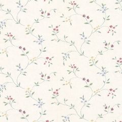 PR33802 Small Floral Trail Wallpaper Cream, Yellow, Red, Blue, Green Prints 2 Norwall Wallcovering