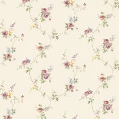 PR33809 Laura's Trail Wallpaper Cream, Pink, Green, Brown, Yellow Floral Prints 2 Norwall Wallcovering