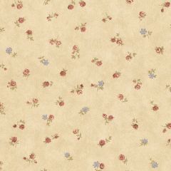 PR33813 Shabby Rose Buds Wallpaper Tan, Beige, Pink, Blue, Green Floral Prints 2 Norwall Wallcovering