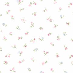 PR33814 Shabby Rose Buds Wallpaper Pink, Green, Blue Floral Prints 2 Norwall Wallcovering