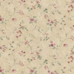 PR33822 Floral Vine Wallpaper Pink, Tan, Green, Beige Prints 2 Norwall Wallcovering