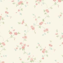 PR33835 Como Trail Wallpaper Light Yellow, Turquoise, Pink Floral Prints 2 Norwall Wallcovering
