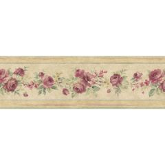 PR79650 White Wedding Wallpaper Border Tan, Pink, Green, Beige, Yellow Floral Prints 2 Norwall Wallcovering