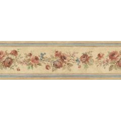 PR79651 White Wedding Wallpaper Border Beige, Blue, Green, Pink, Brown Floral Prints 2 Norwall Wallcovering