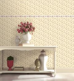PR79652 White Wedding Wallpaper Border Yellow, Purple, Pink, Green Floral Prints 2 Norwall Wallcovering