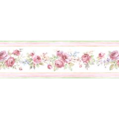 PR79654 White Wedding Wallpaper Border Pink, Purple, Blue, Light Brown Floral Prints 2 Norwall Wallcovering