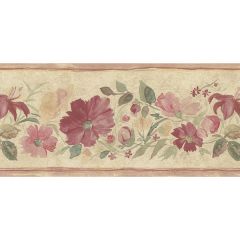 PR79658 Fluted Floral Wallpaper Border Pink, Tan, Green, Beige Prints 2 Norwall Wallcovering