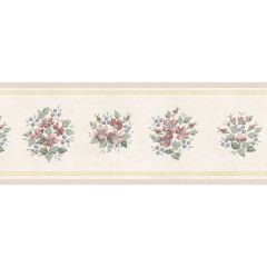 PR79661 Mini Bouquet Wallpaper Border Red, Blue Green, Yellow, Cream Floral Prints 2 Norwall Wallcovering