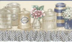 Country Canisters Blue Wallpaper Border