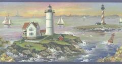 Rustic Charm Lighthouse Wallpaper Border