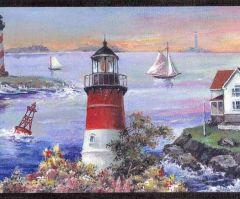 Rustic Charm Lighthouse Wallpaper Border