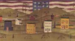 Patriotic Colonial Houses Wallpaper Border